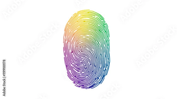 Fototapeta Vector illustration of a fingerprint in rainbow colors