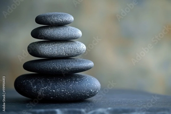 Fototapeta Stacked smooth stones creating a serene and balanced arrangement in a calming setting