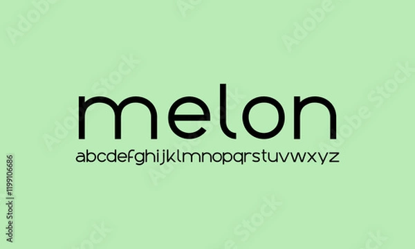 Fototapeta Sans serif typography font vector. Modern lowercase clean regular character set. Creative alphabet simple typeface. Digital letter type style. Logo art banner poster flyer billboard text graphic desig