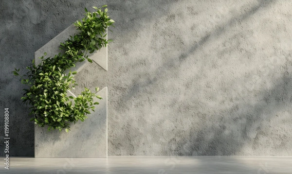 Fototapeta Engaging Symbol of Nature's Harmony: Modern Greenery Embracing Minimalist Design in a Tribute to Sustainability and Ecological Aesthetic