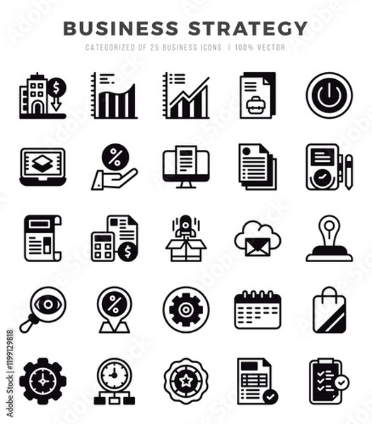 Fototapeta Business Strategy icons set for website and mobile site and apps.