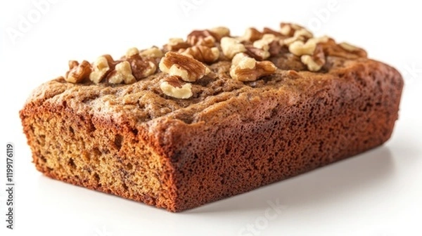 Fototapeta Freshly baked bread topped with walnuts, showcasing golden-brown