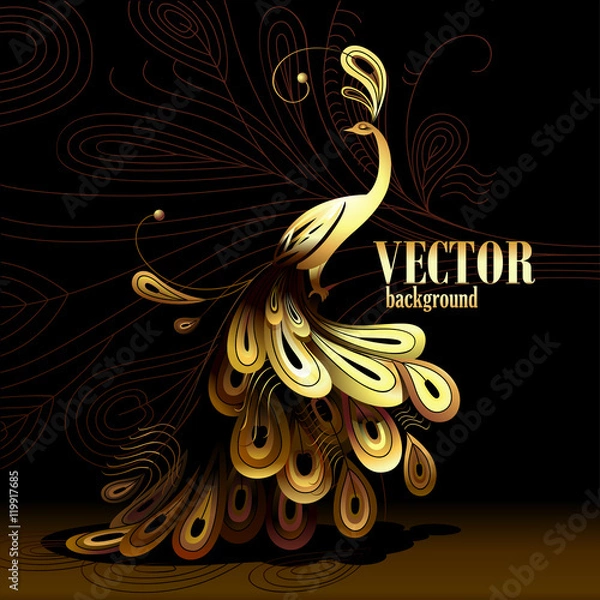 Obraz Background. Gold peacock.