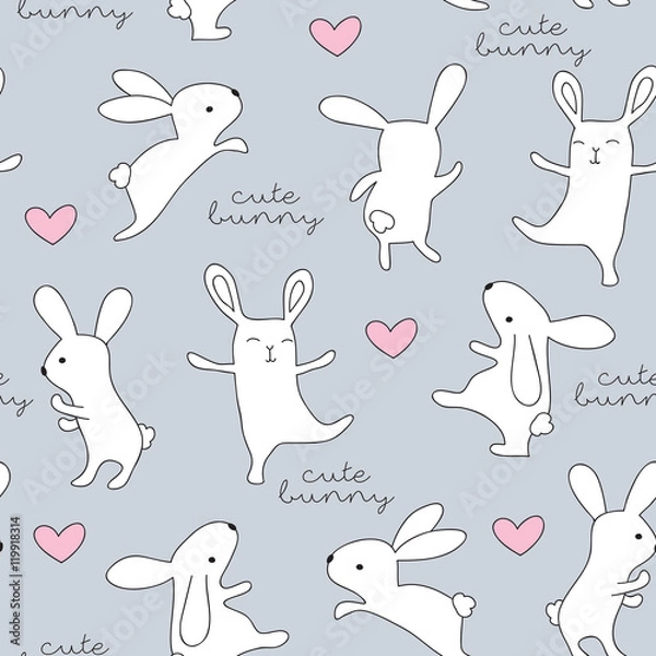 Obraz seamless little bunny pattern vector illustration