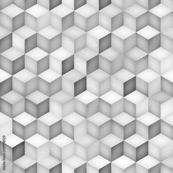 Fototapeta Vector Seamless Greyscale Shades Gradient Rhombus Grid Geometric Pattern