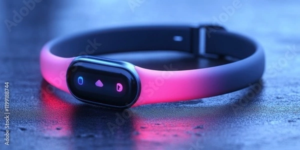 Fototapeta Futuristic Smart Fitness Tracker: Sleek Design, Vibrant Glow