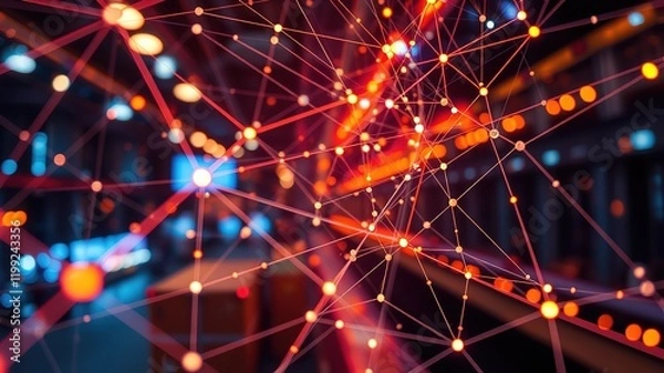 Fototapeta Logistics Technology Abstract Network Connections - AI Art