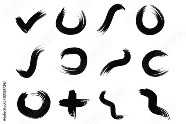 Fototapeta Abstract Grunge Brush Vector Stroke Set