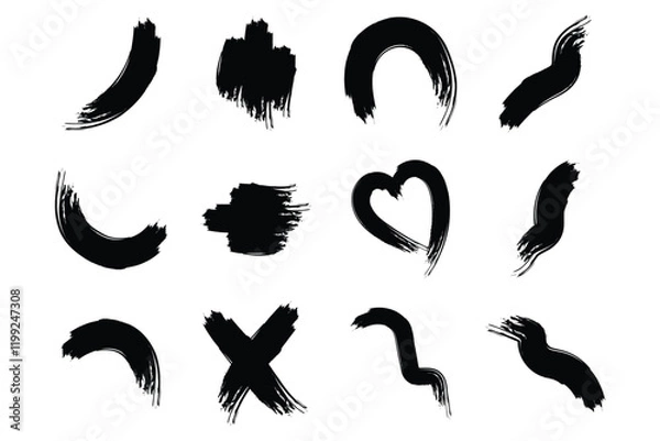 Fototapeta Abstract Grunge Brush Vector Stroke Set