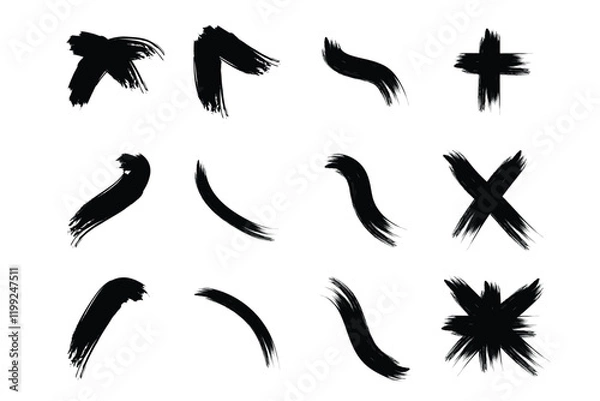 Fototapeta Abstract Grunge Brush Vector Stroke Set
