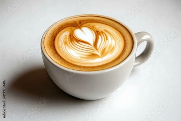 Obraz Creamy latte art showcases intricate heart design atop smooth co