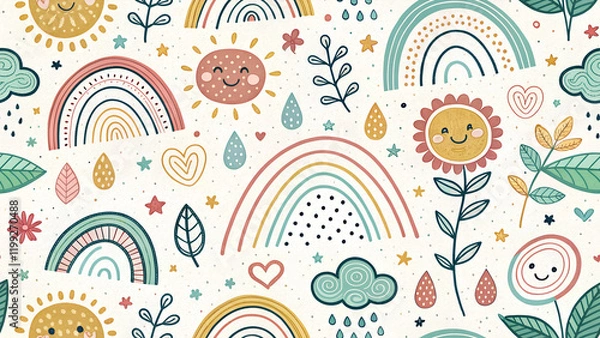 Fototapeta wallpaper with plant pattern - seamless pattern for your design