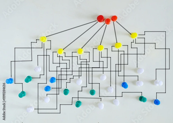 Obraz complex messy management, organization and innovation, chaotic decision tree, complicated business process