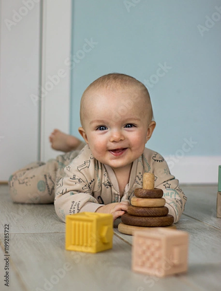 Obraz A small child playing with toys