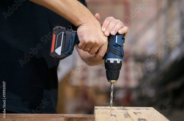 Fototapeta cordless drill battery, drill