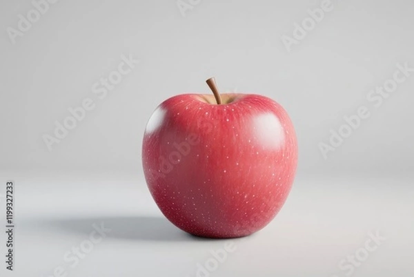 Fototapeta Shiny red apple placed on minimalist surface, highlighting its v