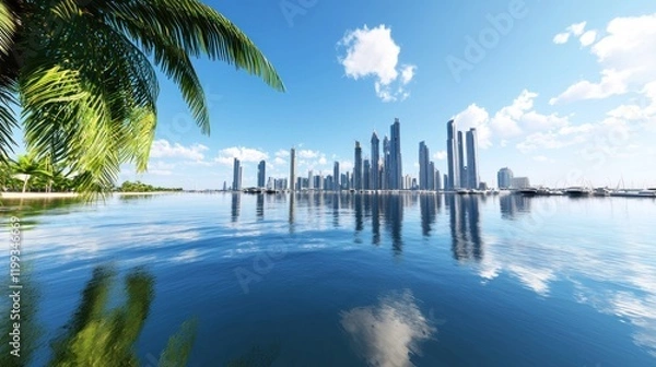 Obraz Coastal City Skyline at Daytime