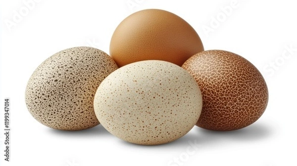 Obraz Four Assorted Eggs, Isolated on White Background