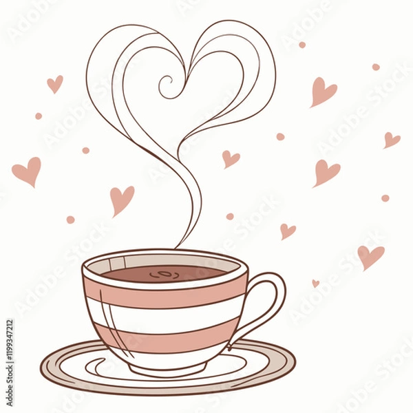 Obraz cup of tea with steam forming a heart shape 