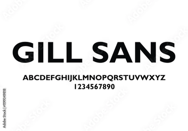 Obraz Gill Sans font for logo and headline. Isolated vector typeset