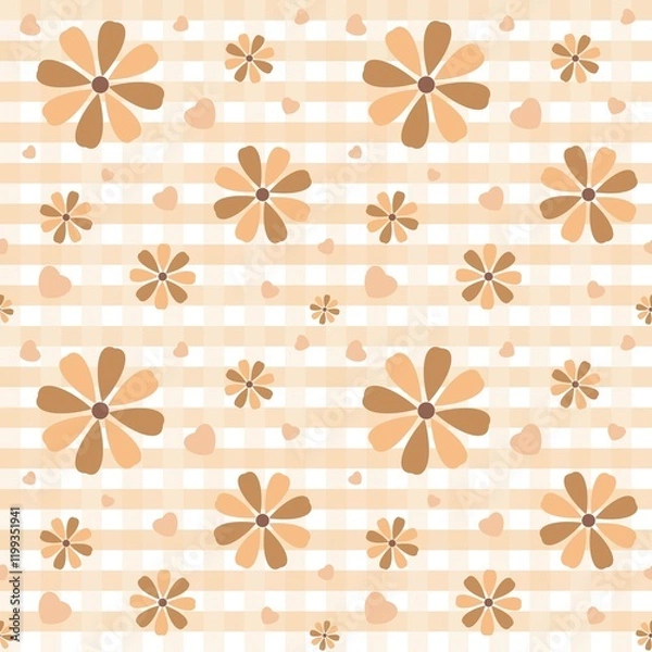 Fototapeta Yellow pattern with flowers