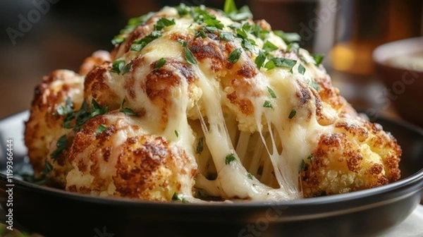 Fototapeta Melted Cheese Roasted Cauliflower: A Culinary Delight