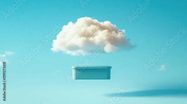 Fototapeta Cloud Storage: A Minimalist Concept of Digital Data Storage