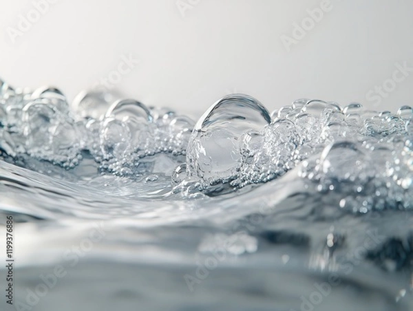 Fototapeta Crystal Clear Water Waves with Bubbles Creating a Tranquil Atmosphere for Relaxation and Serenity in Natural Settings Captured in High Definition
