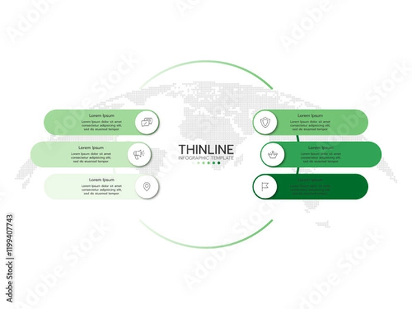 Obraz Infographic template. Concept of circular scheme with 6 round cyclic business process or 6 stages. 