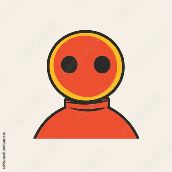 Fototapeta Abstract Red Figure with Circular Head. Vector Image
