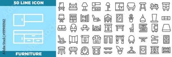 Obraz Furniture Line Editable Icons set
