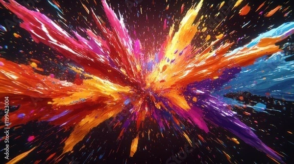 Fototapeta Colorful explosion of paint in a vibrant and dynamic abstract art design. Generative AI