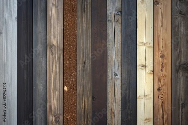 Obraz A wooden wall with different wood textures and patterns, creating an organic feel for your design project