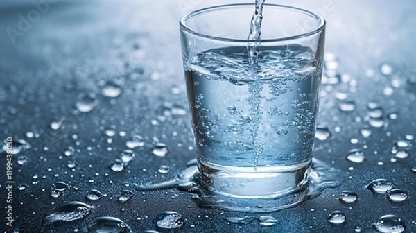 Obraz Advanced water filtration system with a clear glass of clean water, highlighting the importance of safe drinking water in a sustainable home.