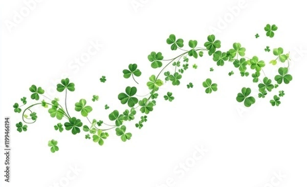 Fototapeta Shamrocks isolated swirl on white background.  Perfect for St. Patrick's Day designs or spring themes.