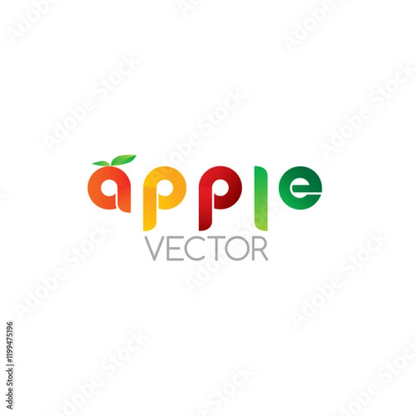 Obraz Apple fruit, colored letters.