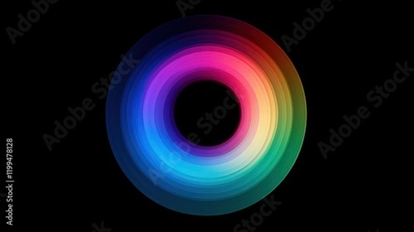 Fototapeta A vibrant circular gradient pattern with smooth color transitions on black background