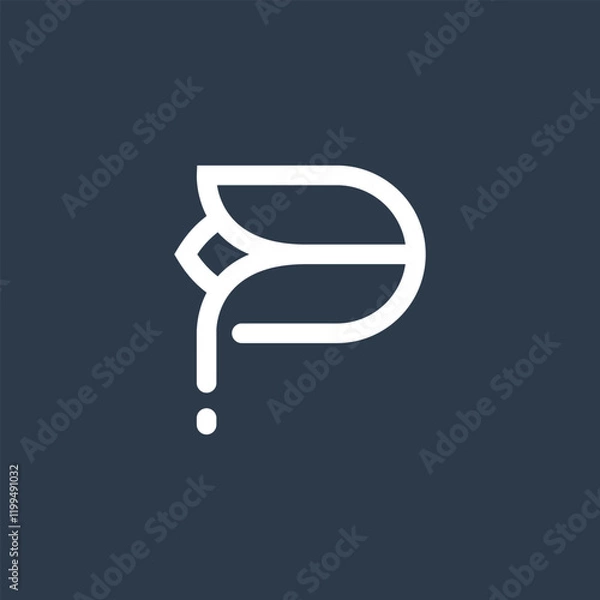 Fototapeta letter P with tulips logo concept vector icon