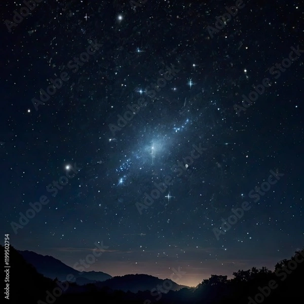 Fototapeta pisces constellation stars twinkling and shining in clear night sky.