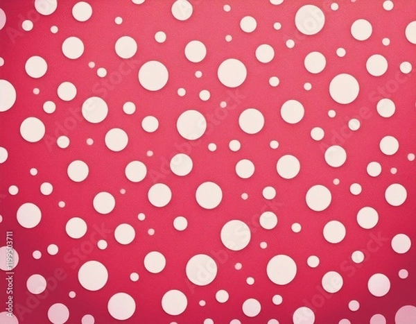 Obraz white polka dot pink background