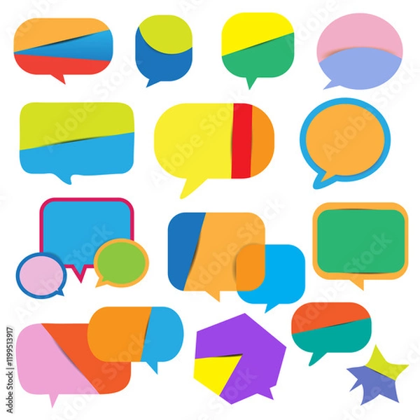 Fototapeta Set of colorful speech bubbles