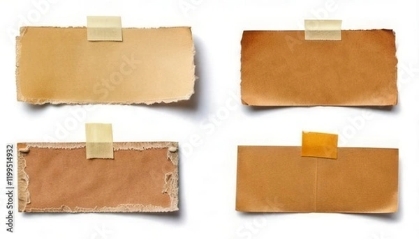 Fototapeta set of note paper piece label vintage grunge tape label ripped tag message. Generated image