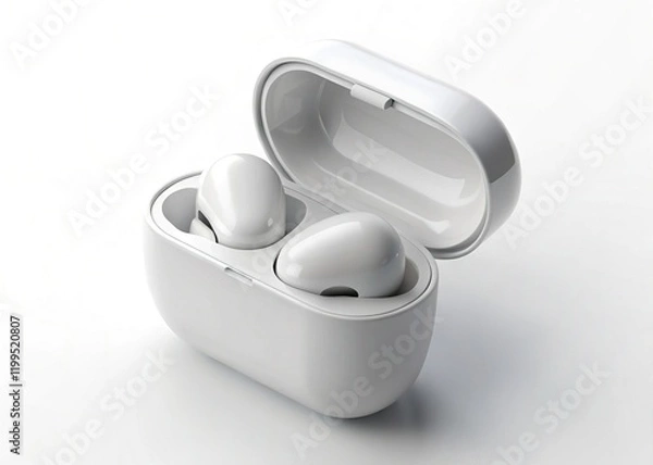 Fototapeta Premium Wireless Earbud Case 3D Mockup - Isolated Matte Finish -  Perfect for Product Presentation & Branding