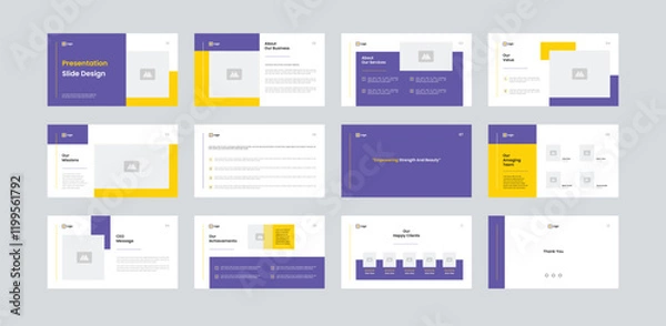 Fototapeta Business powerpoint presentation slides template design. modern keynote presentation background, landing page, annual report, company profile, brochure design, agency slides