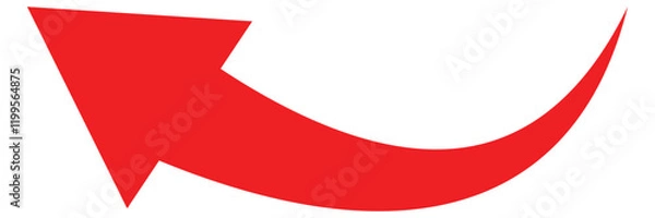 Fototapeta Long red curved arrow icon vector. Red long arrow vector. Flat style arrow icon isolated on a white background. Vector illustration.