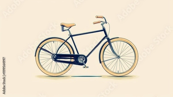 Fototapeta Vintage bicycle illustration, classic cruiser bike design.