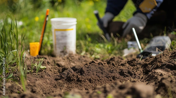 Obraz Field research of soil samples being collected for environmental analysis and studies.