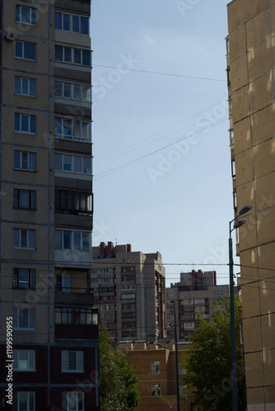 Fototapeta Soviet panel houses of the city of St. Petersburg