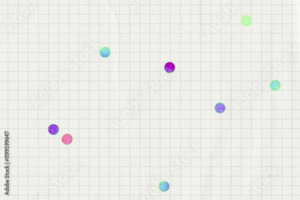 Fototapeta White grid patterned background, colorful dots