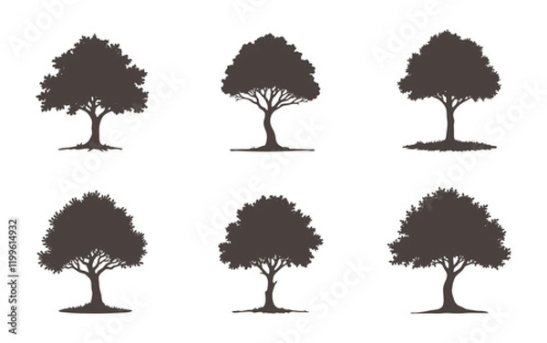 Fototapeta deciduous tree icons with natural and rustic aesthetics